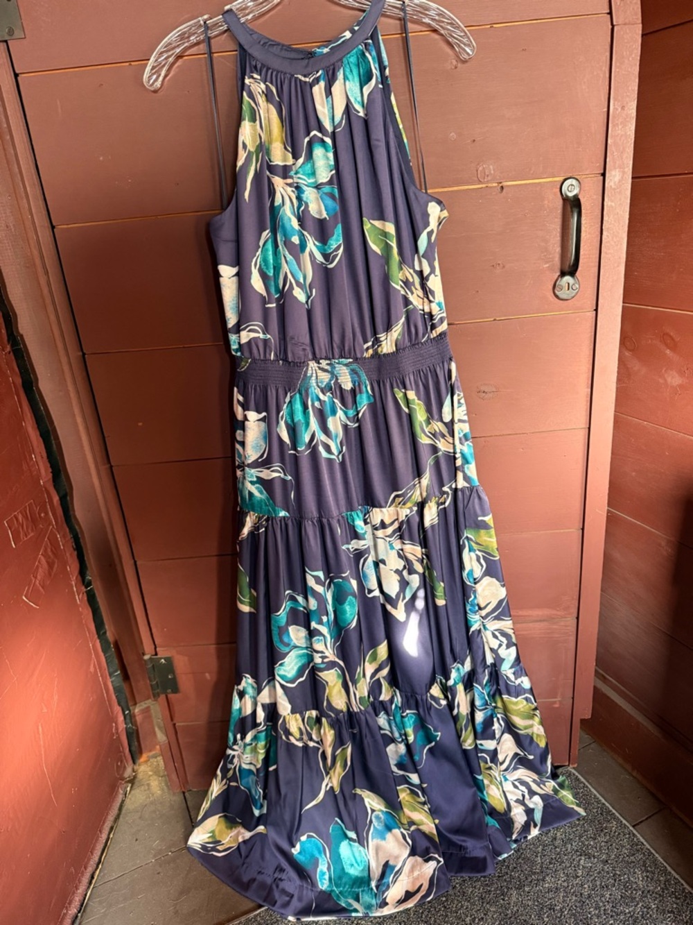 Purple Floral Halter Maxi Dress - Women's Summer Dress